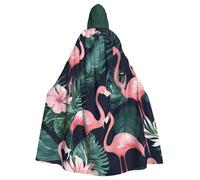 PPHGUT Mantello con cappuccio unisex con stampa fenicottero rosa, per Halloween, cosplay, medievali e festival