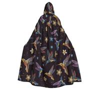 PPHGUT Mantello con cappuccio unisex con stampa floreale colibrì ricamata, per Halloween, cosplay, medievali e festival