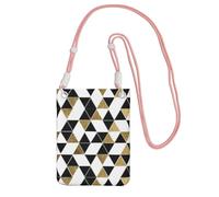 PPHGUT Moda Moderna Nero Bianco Oro Triangoli Stampa Donne Uomini Telefono Sacchetto Elegante Impermeabile Viaggio Corsa Mobile Crossbody Bag, rosa, Taglia unica