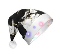 PPHGUT Nero E Bianco Marmo Texture Stampa Uomini Donne Led Cappello di Natale Per Halloween Capodanno Cappello di Natale Cappello di Vacanza Accessorio