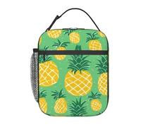 PPHGUT Oro Ananas Sfondo Stampa Funzionalità Portatile Riutilizzabile Tote Isolato Borsa Pranzo Scuola Attività All'aperto