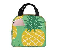 PPHGUT Oro Ananas Sfondo Stampa Traspirante Borsa Pranzo Studenti Adulti Immagazzinaggio Riso Verdure Frutta Insalata