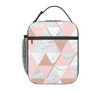 PPHGUT Rosa e Oro Stampa Marmo Funzionalità Portatile Riutilizzabile Tote Isolato Lunch Bag Scuola Attività all'aperto