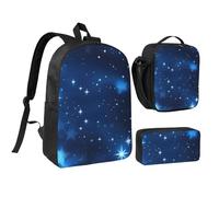 PPHGUT Set di borse per la scuola con stampa a stelle blu brillanti per ragazzi e ragazze, per attività all'aperto, shopping