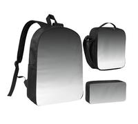 PPHGUT Set di zaino per la scuola, con stampa ombré da bianco a nero, portapranzo per ragazzi e ragazze, per la scuola, attività all'aperto,