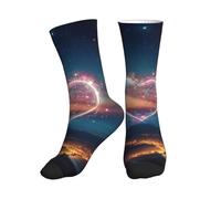 PPHGUT Shooting Star Heart Print Adulti Mid Tube Calzini Traspiranti Sport Corsa Palestra Allenamento Jogging Attività, 1 nero, Taglia unica