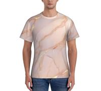 PPHGUT T-shirt a maniche corte da uomo con stampa in marmo oro rosa traspirante per allenamento quotidiano attività sportive quotidiane, Nero , L