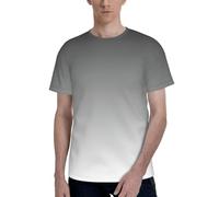 PPHGUT T-shirt alla moda con stampa ombré bianca a nera, a maniche corte, girocollo, morbida, elastica, per sport, vacanze, uso quotidiano, Nero , L