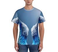 PPHGUT T-shirt da uomo a maniche corte con stampa ali d'angelo, traspirante, per tutti i giorni, allenamento, sport, attività quotidiane, Nero , L