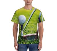 PPHGUT T-shirt da uomo a maniche corte con stampa campo da golf, traspirante, per tutti i giorni, allenamento, sport, attività quotidiane, Nero , M