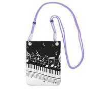 PPHGUT Tasti di pianoforte con note musicali stampa donne uomini telefono sacchetto elegante impermeabile viaggio corsa mobile borsa a tracolla, Viola, Taglia unica