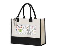 PPHGUT Tour di Parigi francese Torre Eiffel stampa grande capacità Tote Bag tela regalo per lo shopping quotidiano trasporto viaggio scuola ufficio