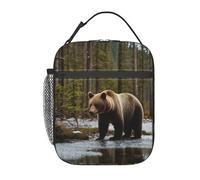 PPHGUT White Bear Brown Bear Stampa Funzionalità Portatile Riutilizzabile Tote Isolato Lunch Bag Scuola Attività all'aperto