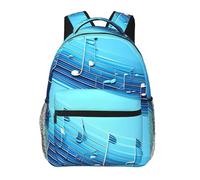 PPHGUT Zaino per il tempo libero versatile con stampa di note musicali blu cielo leggero impermeabile viaggio lavoro avventure all'aperto