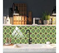 Ppiastrelle Adesive Cucina Fiori Geometrici Verdi Piastrelle Impermeabile Pvc Piastrelle Adesive Bagno Antigraffio Pavimento Adesivo Mattonelle Adesive15 Pezzi(10X10cm)