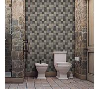Ppiastrelle Adesive Cucina Mosaico Grigio Antracite Piastrelle Impermeabile Pvc Piastrelle Adesive Bagno Antigraffio Pavimento Adesivo 10 Pezzi Mattonelle Adesive(10X10Cm)