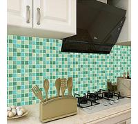 Ppiastrelle Adesive Cucina Mosaico Verde Salvia Piastrelle Impermeabile Pvc Piastrelle Adesive Bagno Antigraffio Pavimento Adesivo 12 Pezzi Mattonelle Adesive(10X20Cm)