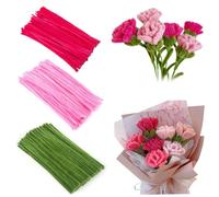 Ppipe Cleaners Flowers, 3 Pack 3 Colors Flexible Fuzzy Sticks, 12 Inch Pipe Cleaners Craft, DIY Pipe Cleaner Chenille Stems for Art and Crafts, Children's Craft Supplies Cleaner