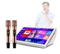 PPLDABNK Macchina Per Karaoke Portatile Con Touch Screen Da 19,5", Microfoni Wireless, Display HD 4K, Effetti Sonori DSP, Oltre 1 Milione Di Canzoni Cloud, 27 Lingue,500G