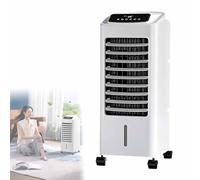 PPLDABNK Raffreddatore D'aria Portatile Da 80 W Con Serbatoio Dell'acqua Di Grande Capacità Da 6,5 L E 4 Ruote Universali, Purificatore D'aria A 3 Velocità, Timer 24 Ore,White