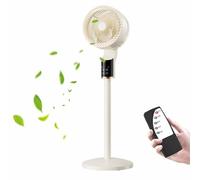 PPLDABNK Ventilatore Con Base Oscillante, Testa Oscillante A 8 Caratteri, Circolazione Dell'aria, 3 Velocità Del Vento, Temporizzazione Intelligente 12 Ore, Telecomando, Ultra Silenzioso,Beige