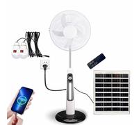 PPLDABNK Ventilatore Da Terra, Ventilatore Solare Ricaricabile, 9 Velocità Del Vento, Altezza Regolabile, Telecomando, Porta USB, 2 Luci Notturne (bianco, 16/18 Pollici),18in
