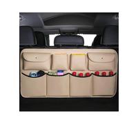 PPLKHS 2024 PU Synthetic Material Rear Seat Back Storage Bag Car Trunk Organizer Auto Seat Backseat Auto Stowing Tidying Mesh Hanging Bag(Beige Leather)