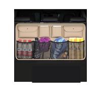 PPLKHS 2024 PU Synthetic Material Rear Seat Back Storage Bag Car Trunk Organizer Auto Seat Backseat Auto Stowing Tidying Mesh Hanging Bag(Beige with Net)