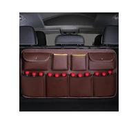 PPLKHS 2024 PU Synthetic Material Rear Seat Back Storage Bag Car Trunk Organizer Auto Seat Backseat Auto Stowing Tidying Mesh Hanging Bag(Coffee Leather)