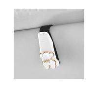 PPLKHS Porta Occhiali Auto Clip Universale per Occhiali Fai da Te A Forma di Cartone Animato per Auto 3 Pezzi(White Bear+White Clip)
