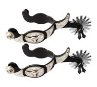 Ppmter Speroni Western 2 Pezzi, Speroni Intagliati Vintage, Speroni per retrò con Ingranaggio Girevole, Speroni Antichi per Stivali Cavallo per Equitazione