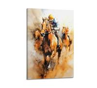 PPOXXFFE Poster artistico da parete a tema corse di cavalli, stampa artistica su tela, poster decorativo moderno, per camera da letto, 60 x 90 cm