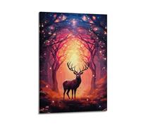 PPOXXFFE Poster decorativo da parete con il cervo nella foresta magica5, poster decorativo da parete su tela, poster decorativo moderno per camera da letto, 20 x 30 cm