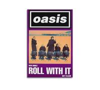 PPOXXFFE Poster decorativo da parete in stile retrò, motivo: Oasis Roll With It, stampa artistica su tela, poster decorativo moderno, per camera da letto, 30 x 45 cm