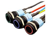 PPOZYLPC Interruttore a pulsante in metallo impermeabile da 3 V, 5 V, 12 V, 24 V, 48 V, 110 V, 220 V, con blocco LED, 16 mm, colore rosso, 3 V