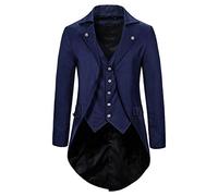 PPPPA Giacca da Uomo Steampunk Vintage con Frac Giacca Gotica vittoriana Redingote Uniforme Costume da Uomo Steampunk Frac Jacket Coat Uniform Costume Jacket Faux Leather Goth Steampunk Military Coat