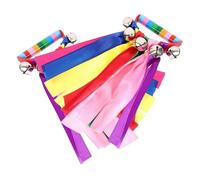 PPQIRU 10 pezzi di tamburello portatile con manico in plastica, colorato, nastri, for bambini, giocattoli, sette colori, percussioni for ginnastica Per spettacoli di danza
