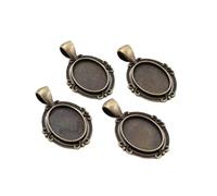 PPQIRU 10 pz 13x18mm Dimensioni Interne Argento Antico Placcato Bronzo Fiore Cammeo Cabochon Impostazione Base Risultati Della Collana Del Pendente(Bronze)