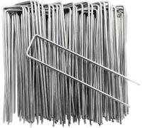 PPQIRU 100 Pezzi di graffette da Giardino a Forma U, picchetti for Tubi Recinzione Resistenti, for zolle, zincati for sostenere Prati, Chiodi Terra for Barriere per Giardini(10cm)