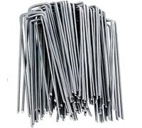 PPQIRU 100 Pezzi di graffette da Giardino a U, picchetti for Tubi Recinzione for impieghi gravosi, for zolle, zincati for sostenere i Prati, Chiodi Terra for Barriere per Giardini(20cm)