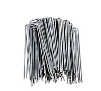 PPQIRU 100 Pezzi di graffette da Giardino a U, robuste, perni for Tubi Recinzione for Giardinaggio, picchetti for zolle, zincati for Tenere i Prati, Chiodi Terra per Giardini