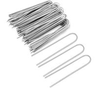 PPQIRU 100 Pezzi di graffette da Giardino a U, robuste, perni for Tubi Recinzione for Giardinaggio, picchetti for zolle, zincati for Tenere i Prati, Chiodi Terra per Giardini(3x100mm)