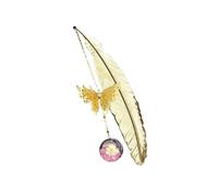 PPQIRU 2pcs Metal Feather Bookmark Creative Immortal Dried Flower Butterfly Leaf Student Bookmark(Pink)