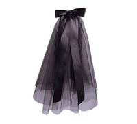 PPQIRU Veli da Sposa in Tulle da Sposa Bordo in Nastro Accessori da Sposa Eleganti da Donna Corti for Decorazioni da Sposa da Donna(Black)