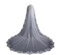 PPQIRU Velo da Sposa a 1 Strato Veli da Sposa Lunghi Veli da Sposa in Pizzo dal Design Semplice for la Festa di Fidanzamento Copricapo da Sposa