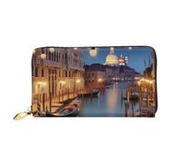 PPTHSNVB Autunno del Ringraziamento Portafoglio da donna Grande Capacità Porta Carte di Credito Zip Telefono Frizione Donna, Venezia Di Notte, Taglia unica, classico