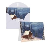 PPTHSNVB Biglietti di auguri con busta, biglietti vuoti con cabina nel bosco, divertente biglietto di ringraziamento, 10,2 x 15,2 cm, biglietto di auguri vuoto per insegnanti di nozze, San Valentino