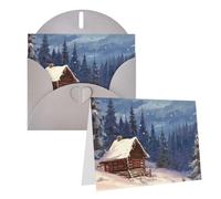 PPTHSNVB Biglietti di auguri con busta, biglietti vuoti con cabina nel bosco, divertente biglietto di ringraziamento, 10,2 x 15,2 cm, biglietto di auguri vuoto per insegnanti di nozze, San Valentino