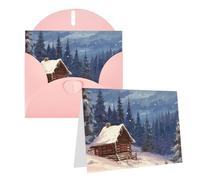 PPTHSNVB Biglietti di auguri con busta, biglietti vuoti con cabina nel bosco, divertente biglietto di ringraziamento, 10,2 x 15,2 cm, biglietto di auguri vuoto per insegnanti di nozze, San Valentino