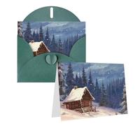 PPTHSNVB Biglietti di auguri con busta, biglietti vuoti con cabina nel bosco, divertente biglietto di ringraziamento, 10,2 x 15,2 cm, biglietto di auguri vuoto per insegnanti di nozze, San Valentino